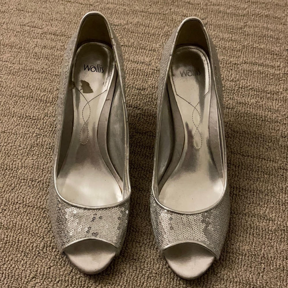 Silver sequinned heels